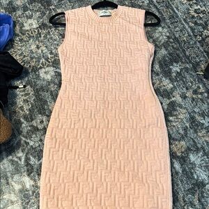 Patterned Pink Sleeveless Dress